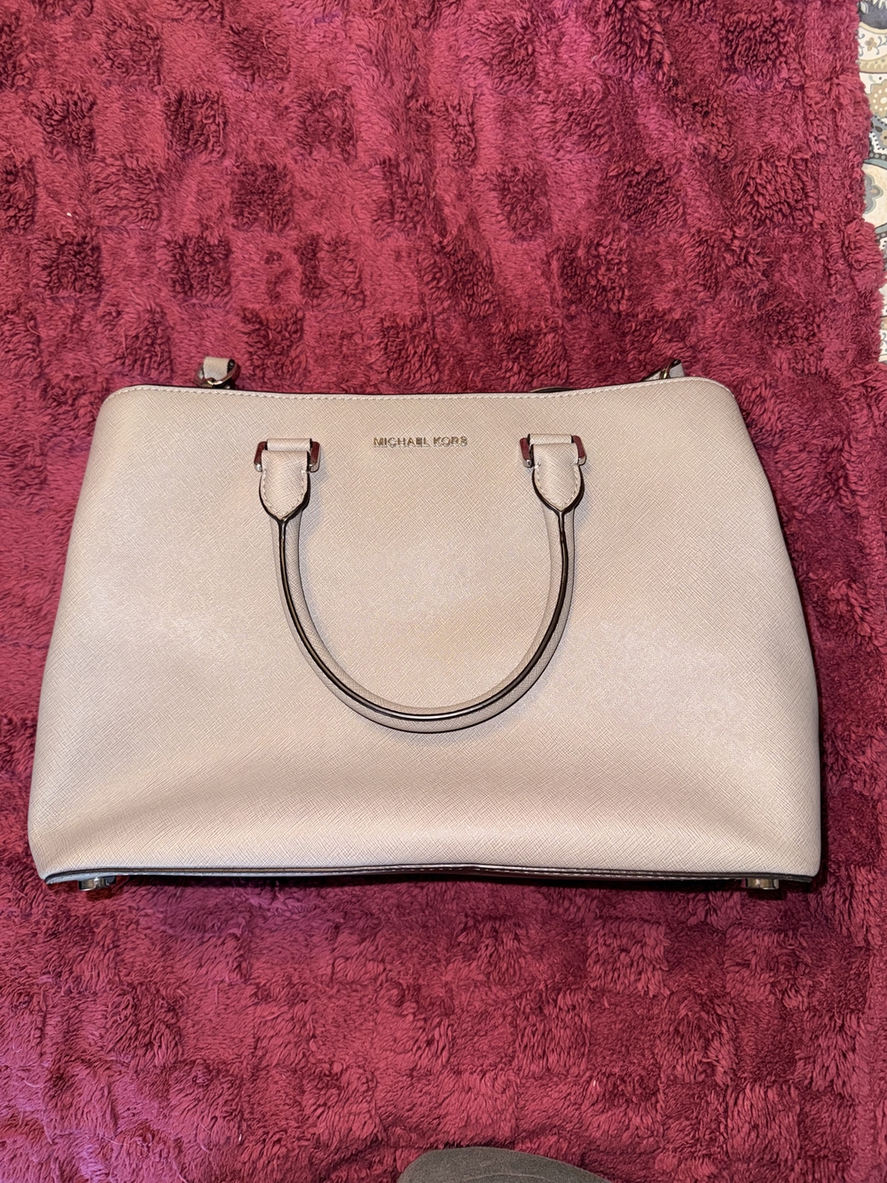 Michael Kors Light Grey Saffiano Satchel